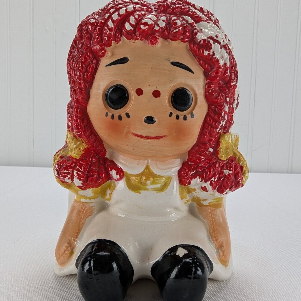 Vintage Raggedy Ann Ceramic Planter 5.75" Retro Home Decor